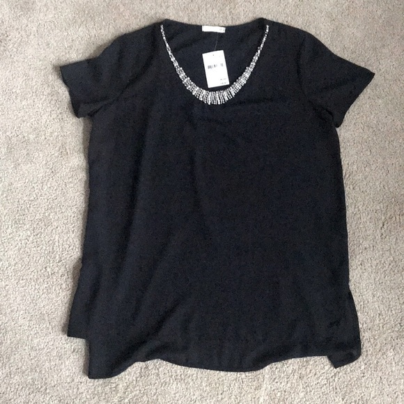 Soprano Brand New Black Embellished Fancy Tee - Picture 2 of 8